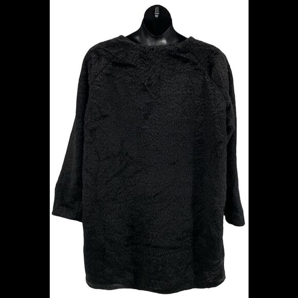 Martha Stewart Faux Fur Coat with Removable Scarf Francesca Black - - Picture 3 of 4